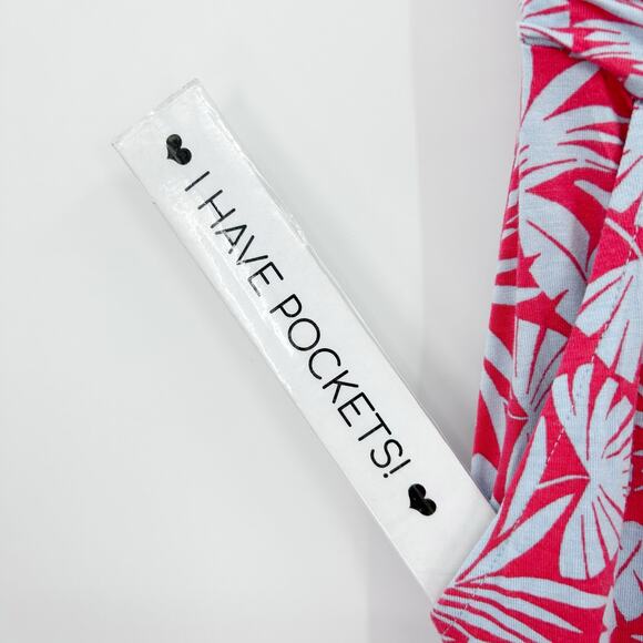 Boden Lola Jersey Dress Red Blue Leaf Print V-Neck Ruched Pockets Womens Size 2P - Picture 11 of 12